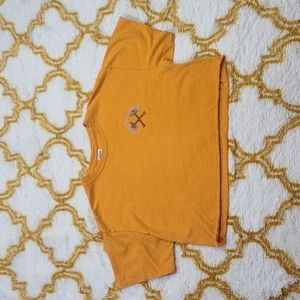 Orange Cropped Embroidered Tee